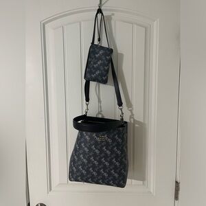 RARE Coach bucket bag; horse and carriage print